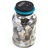 Qiekaka Coin Bank for Saving Money Digital Coin Counter, Piggy Bank for Adults Kids, Coin Jar with Change Counter for Counting Savings(Black Blue)