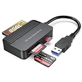 Card Reader USB 3.0, FEMORO Multi Memory Card Reader 4-in-1 Simultaneous Reading, SD Micro SD TF MS CF Compact Flash Card Readers External Adapter for Computer PC Camera Laptop