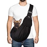 SlowTon Dog Carrier Sling, Thick Padded Adjustable Shoulder Strap Dog Carriers for Small Dogs, Puppy Carrier Purse for Pet Cat with Front Zipper Pocket Safety Belt Machine Washable (Black M)