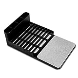 madesmart Drying Stone Dish Rack with Mineral-Based Dish Mat, Dish Drying Rack with Absorbent Dish Mat for Kitchen Counters, Carbon