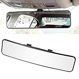 Kitbest Rear View Mirror, Universal Interior Clip On Panoramic Rearview Mirror to Reduce Blind Spot Effectively – Wide Angle – Convex – For Cars, SUV, Trucks