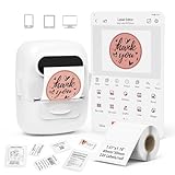 MARKLIFE Label Maker Machine with Tape Barcode Label Printer - Mini Portable Bluetooth Thermal Labeler for Address Clothing Jewelry Retail Barcode Small (White, 1 Roll Label)