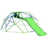 Merax Climbing Dome with Slide, Indoor & Outdoor 6FT Climbing Dome for Kids 3-8 Supporting 800lbs, Easy Assembly Geometric Dome Climber for Backyard Playground Play Center (6FT Dome Climber w/ Slide)