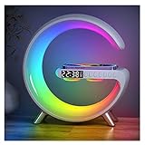 2023 New Intelligent LED Table Lamp, 4 in 1 Wireless Charger Night Light Lamp, App Control Bluetooth Speaker Alarm Clock, Home Office Study Bedside Charging Lamp for Bedroom Home Decor (White)