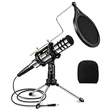 Recording Microphone, EIVOTOR 3.5mm Condenser Microphone Plug and Play, PC Microphone with Filter Suitable for Podcasting, Voice Recording, Skype, YouTube, Games, Laptop, Computer, Phone
