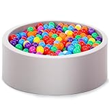 Foam Ball Pit for Toddlers, Large Baby Ball Pit for Babies with Soft Memory Sponge, Indoor Outdoor Baby Playpen, Kids Play Ball Pool, Gift Toys for Infants Boys and Girls (Gray, 34 x 11.5 Inch)
