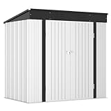 Greesum Outdoor Storage Shed 6x4FT All Weather Metal Garden Shed with Lockable Double Doors for Garden Tools, Toys and Sundries, White