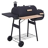 Outsunny 48' Steel Portable Backyard Charcoal BBQ Grill and Offset Smoker Combo with Wheels