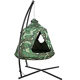 AthLike X-Shaped Hammock Chair Stand w/Swing Chair, Hanging Tree Tent Canopy w/Steel Frame, Indoor Outdoor Egg Basket Patio Seat w/Adjustable Solid Stand, Bedroom Porch Balcony Garden 330lb Camouflage