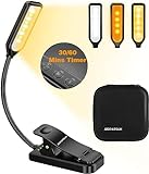 Book Light for Reading in Bed, Clip On Reading Light with 30/60 Mins Timer, USB-C Rechargeable & 1000 mAh Up to 90+Hrs, 3 Colors & 5 Brightness, Incl Travel Case, Perfect for Avid Reader (Black)