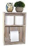 Spiretro Wall Mount Toilet Paper Holder, Decorative Tissue Paper Roll Dispenser Floating Shelf, Recessed Cubby Box Bracket Cabinet, Storage, Reserve, Organize for Bathroom, Rustic Torch Wood- Grey