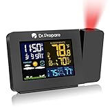 Dr. Prepare Projection Alarm Clock for Bedrooms with Indoor Outdoor Temperature Display, Dual Alarms Multi-Colored Backlight Projection Clock with Weather Forecast