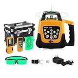 Iglobalbuy Rotary Laser Level Green Laser Self Leveling Kit, 500M Green Beam 360° Automatic Horizontal/Vertical Self-leveling Rotary Rotating Laser Level with Remote Control + Receiver