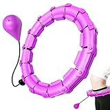 Smart Weighted Hoola Hoops, 2 in 1 Abdomen Fitness Weighted Massage Hoola Hoop Weight Loss Hoola Hoops, 24 Detachable Knots Adjustable Weight Auto-Spinning Ball for Exercise (Purple)