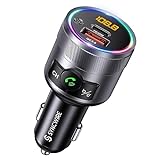 SYNCWIRE Bluetooth 5.3 FM Transmitter for Car, 48W PD & QC 3.0 Fast Charging Car Charger Bluetooth Car Kit, Wireless FM Radio Adapter, Deep Bass Music Player, Hands-Free Calling, Colorful LED Light