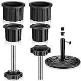 Umbrella Base Stand Hole Ring Plug Cover and Cap Umbrella Stand Replacement Part with M8 Thread Replacement Hand Knob Threaded Plastic Knobs Patio Black Umbrella Handle Replacement Parts (6 Pcs)