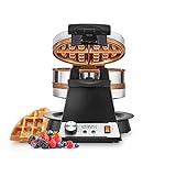 Crux Double Rotating Belgian Waffle Maker with Nonstick Plates, Stainless Steel Housing & Browning Control, black (14614)