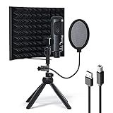 Studio Recording Microphone Isolation Shield with Pop Filter & Tripod Stand Kit Studio Mic to Laptop and Pc Equipment Vocal Condenser Riworal