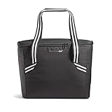 Rachael Ray Field Tote Cooler Bag, Soft Sided Zippered Cooler Tote, Insulated and Leak Proof Grocery Bag, Portable Travel Cooler, Hot or Cold Carrier, Black