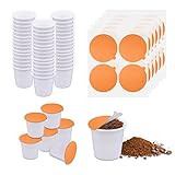 TOVECARE 45 Count Make Your Own K Cup Coffee Pods for Keuirg Brewers, Disposable Fillable Empty K Cups & Aluminum Foil Seals Lids Kit Compatible with All Keuirg K Cup Machines