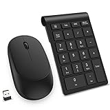 Wireless Number Pad and Mouse Combo, Acedada Portable Ultra Slim 2.4GHz USB Wireless Numeric Keypad and Mouse Set for Laptop, Notebook, Desktop, PC Computer - Black