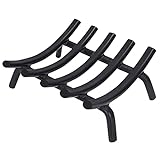 Fireplace Grate 14 Inch Solid Round Steel 3/4' Bar -Heavy Duty Wrought Cast Iron Indoor Outdoor Firewood Stove Log Holder Rack Wood Burning Fireplace Accessories, Camping, Chimney, Hearth Tools