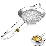 Walfos Mini Fine Mesh Tea Strainer, Stainless Steel Small Sifter with Sturdy Handle, 2.8 Inch Kitchen Metal Sieve for Tea, Coffee, Cocktail, Juice, Sugar and Spices