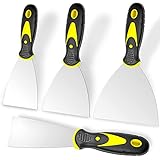 Putty Knife, 4Pcs Spackle Knife Set (2, 3, 4, 5 in), Stainless Steel Paint Scraper, Taping Knife Tool for Repairing Drywall, Removing Wallpaper, Applying Putty, Plaster, Cement, Adhesive
