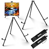 Nicpro 2 Pack Tabletop Easel Stand for Display, 14” Small Black Steel Portable & Adjustable Table Tripod Easels for Canvas Paintings, Framed Pictures, Event Signs, Posters- with Carry Bag