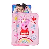 Peppa Pig I'm Just So Happy Toddler Nap Mat - Includes Pillow and Fleece Blanket – Great for Girls or Boys Napping during Daycare or Preschool - Fits Toddlers