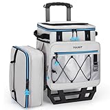 TOURIT 75 Can Rolling Cooler Detachable Double Deck Beach Cooler with Wheels Collapsible for Outdoor, Camping, Picnic, Travel