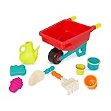B. Toys by Battat Wheelbarrow Set for Kids - Shovel, Rake, Watering Can, Sand Molds, Nesting Cups - Outdoor Toys for Toddlers - Gardening Tools - Wheelbarrow Wonders - 18 Months +, BX2195Z