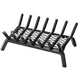 INNO STAGE 21 Inch Fireplace Grates Firewood Fire Wood Log Holder Rack with Ember Retainer, Inside Wrought Cast Iron Grill Fireplace Log Grate for Outdoor Camping Cooking