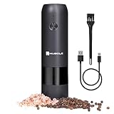 Electric Pepper Grinder Mill - Automatic Quick USB Rechargeable Pepper Grinder with Adjustable Coarseness, One Handed Operated Salt and Pepper Grinder for Kitchen, Restaurant, and BBQ