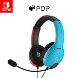 PDP Gaming LVL40 Airlite Stereo Headset with Mic for Nintendo Switch/Lite/OLED - Wired Power Noise Cancelling Microphone, Lightweight Soft Comfort On Ear Headphones (Mario Nintendo Neon - Red & Blue)