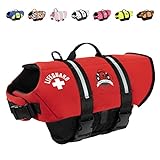Paws Aboard Dog Life Jacket, Neoprene Dog Life Vest for Swimming and Boating - Red