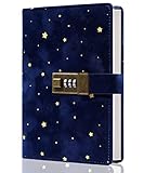 Lock Journal CAGIE Secret Refillable Diary,Corduroy-covered Locking Journal for Adults,Women Writing Personal Locked Diary Notebook Blue