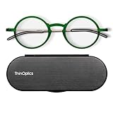 Always With You ThinOptics Reading Glasses - Ultra Thin and Lightweight Readers with Case - Special Edition Colors - Round Green 1.5x