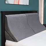 Vekkia Headboard Bed Wedge Pillow Set Foam, Adjustable Bolsters for Body Positioners, Reading Bedrest Throw Pillows with Removable Cover for Back Support, Watching TV. Grey King Size