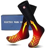 Autocastle Heated Socks for Men Rechargeable Electric Battery Heated Stockings,Male Winter Warm Battery Powered Heat Insulated Sox,Novelty Climb Hike Thermal Socks Hunt Ski Cycle Foot Warmer,Black L