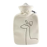 Hot Water Bottle with Cover (1,8L Fleece, White Deer Application), Made in Germany, Non-Toxic Certified, Soothing Warmth, Helps Relief Muscle Aches & Pain, Menstrual Cramps