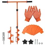 2023 Hole Digger Kit - 25.5×39In Hand Auger Post Hole Digger with 2 Hole Augers (3.95',5.9'), Adapter, Gloves, Non-Slip Handles, And Plant Labels, for Flower, Tree, Seedlings, Umbrella, Fence Holes