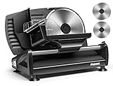 MIDONE Meat Slicer 200W Electric Deli Food Slicer with Two Removable 7.5’’ Stainless Steel Blade, Adjustable Thickness for Home Use, Child Lock Protection, Black