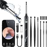 Ear Wax Removal, Earwax Removal Kit with 8 Pcs Ear Set, Ear Cleaning Kit with 6 Ear Pick, Ear Cleaner Otoscope with Light, Ear Camera for iPhone, iPad, Android Phones (Black)