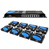 1080P 1x8 HDMI Extender Splitter by Orei Multiple Over Single Cable CAT5e/6/7 Full HD with IR Remote EDID Management - Up to 400 Ft - Low Latency - Full Support, 1x8 HDMI Extender - 395 FT (HD-EX108)