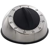 Chef Select Mechanical Timer, 60-Minute, Minute Warning Alert, Wind-Up Dial, Stainless-Steel & Black, Great for School, Board Games, Exercise, or Anytime You Need a Timer
