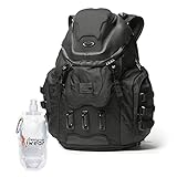 Oakley Men's 34L Kitchen Sink Black Backpack Casual Daypack for Hiking Backpacking Camping Traveling + BUNDLE with Designer iWear Collapsible Water Bottle with Carabiner