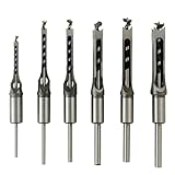AeKeatDa 6pcs Square Hole Mortise Chisel Drill Bit Tools, 5/8' 9/16' 1/2' 3/8' 5/16' 1/4' for Precise Woodworking