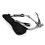 Cyfie 3/4-Claw Sawtooth Grappling Hook, with 10m/33ft 8mm Auxiliary Rope Stainless Steel Claw Carabiner for Outdoor Activity EDC Tool in Your Bug Out Bag (3-Claw with Rope)