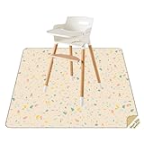 Splat Mat for Under High Chair/Arts/Crafts by CLCROBD, 51' Baby Anti-Slip Food Splash and Spill Mat for Eating Mess, Waterproof Floor Protector and Table Cloth (Beige)